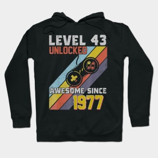 43rd Birthday Level 43 Unlocked Born In 1977 Gift Hoodie